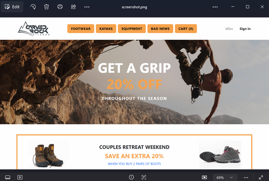 The home page screenshot captured automatically during the test run